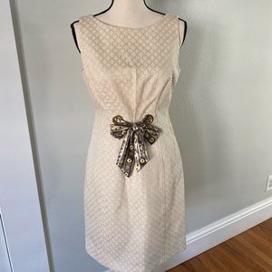 Cream jacquard print dress with bolero jacket